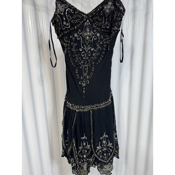 Sue Wong Nocturne Silk Beaded Petal Dress Ballet Flapper Fairy Coquette Size 10 - Picture 1 of 7